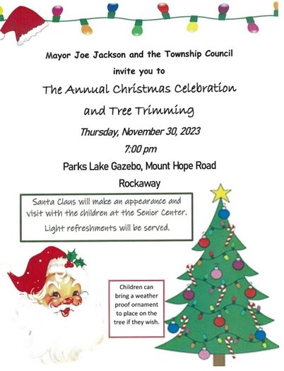 Santa Is Coming Tomorrow Thursday November 30th 7:00pm Senior Center 19 Mt Hope Road Rockaway Township 